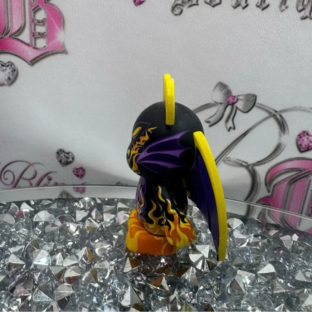 Disney vinylmations sleeping beauty Flame Dragon Vinyl Toy Black, Yellow, Purple